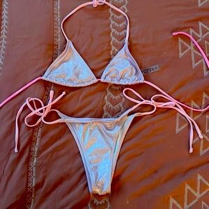 Baby Pink Metallic Bikini Small